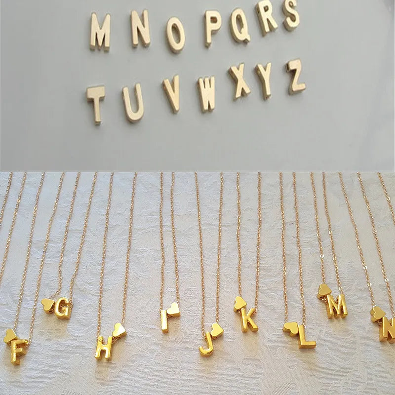 🔥BUY 1 GET 1 FREE!!🔥Tiny Initial Necklaces Golden Heart Letter A-Z💖