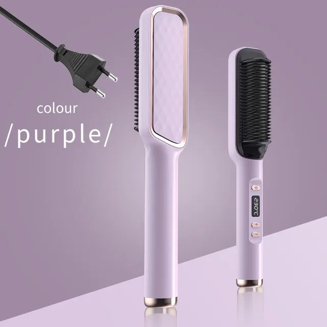 🎅(CHRISTMAS PRE SALE WHILE SUPPLIEST LAST NOW - 65% OFF) Powerful 5 Minute Digital Ceramic Negative-Ion Hair Straightener Brush🎅
