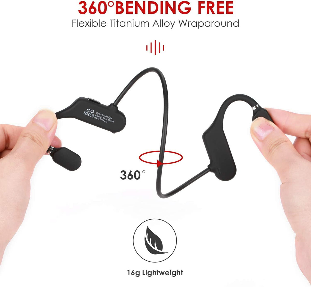 Fone de ouvido Bluetooth sem fio à prova d'água com cancelamento de ruído