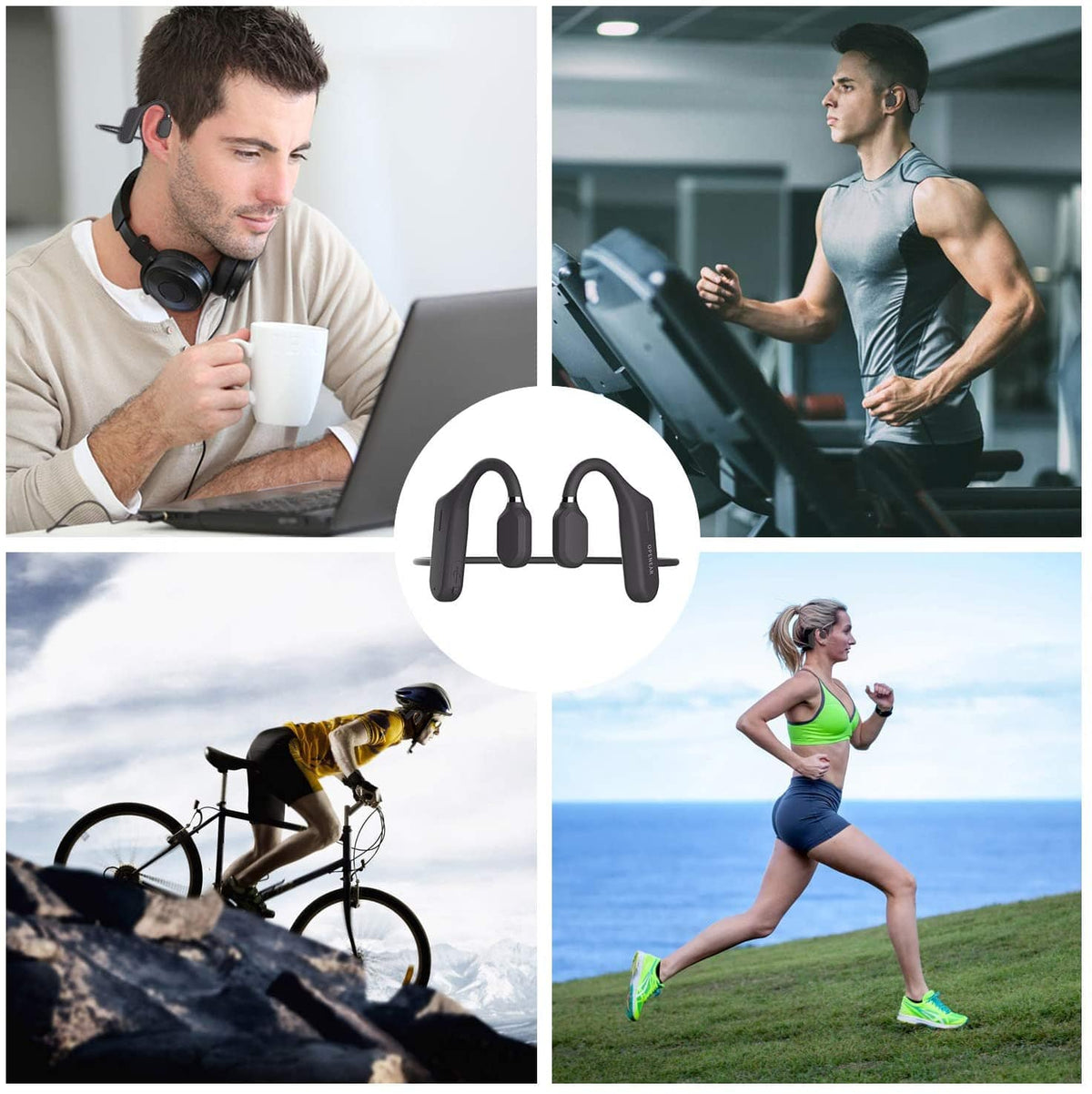 Fone de ouvido Bluetooth sem fio à prova d'água com cancelamento de ruído