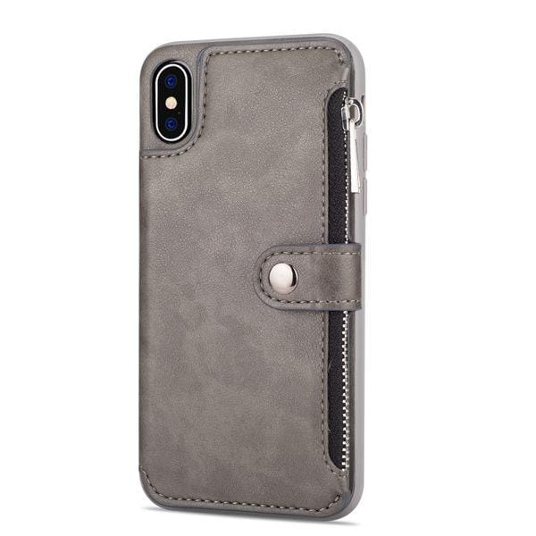 Retro Zipper Cases für iPhone 8 7 6S 6 Plus Case für iPhone X XS MAX XR Multi-Kartenhalter Leder Wallet Phone Cover
