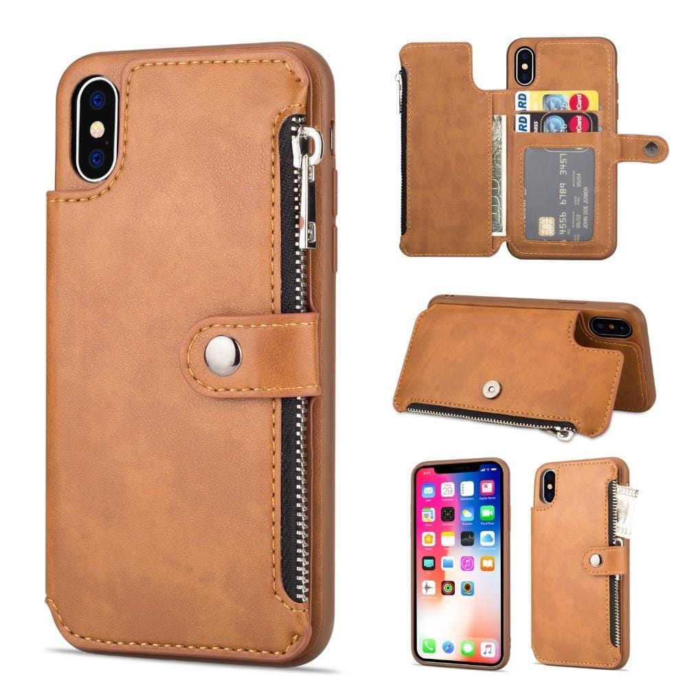 Retro Zipper Cases für iPhone 8 7 6S 6 Plus Case für iPhone X XS MAX XR Multi-Kartenhalter Leder Wallet Phone Cover