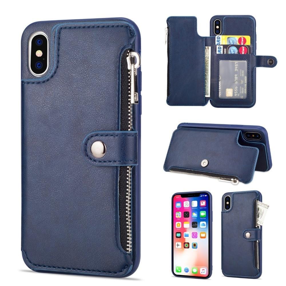 Retro Zipper Cases für iPhone 8 7 6S 6 Plus Case für iPhone X XS MAX XR Multi-Kartenhalter Leder Wallet Phone Cover